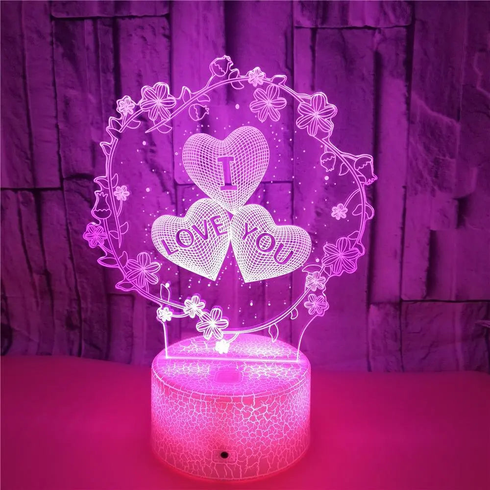 Nighdn 3D Lamp I LOVE YOU Valentine's Day Wedding Gift for Lover Colorfu  LED Light Proposal Decoration Room  Romantic  Lamp