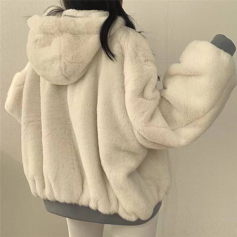 Winter Fleece Fluffy Thick Warm Fuzzy Plush Zipper Jacket -  My BrioTop